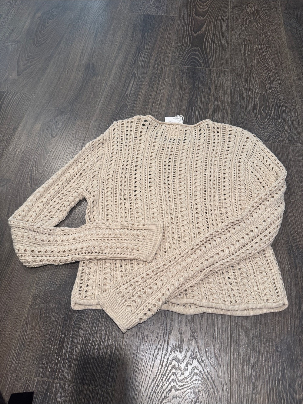 Z supply Upland crochet sweater Open-Knit Crewneck Sweater long sleeve - Picture 6 of 6